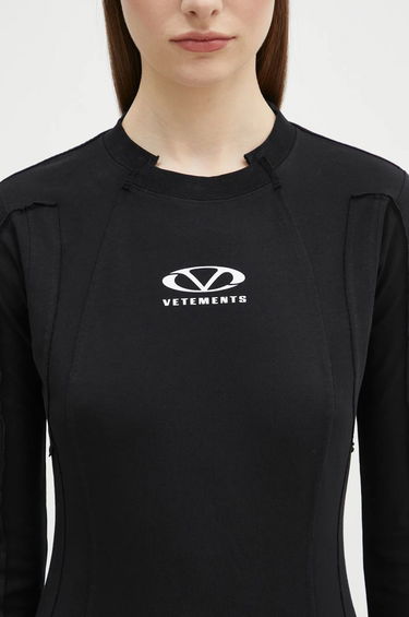 Šaty VETEMENTS VETEMENTS Oval Logo Cut-Up Mini Dress Čierna | WA66DR610BW, 3