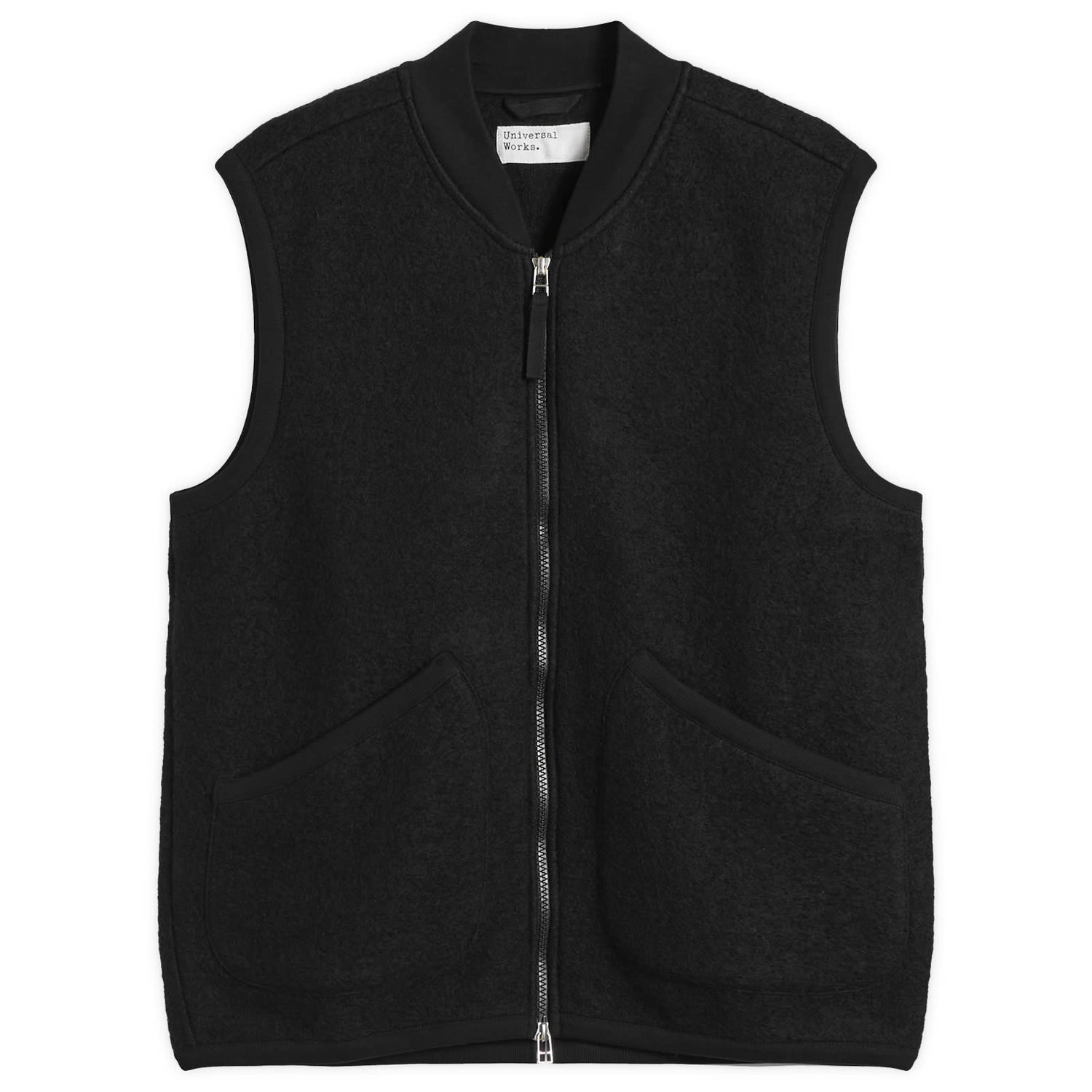 Vesta Universal Works Universal Works Wool Fleece Zip Vest Čierna | 00015-BLK, 1
