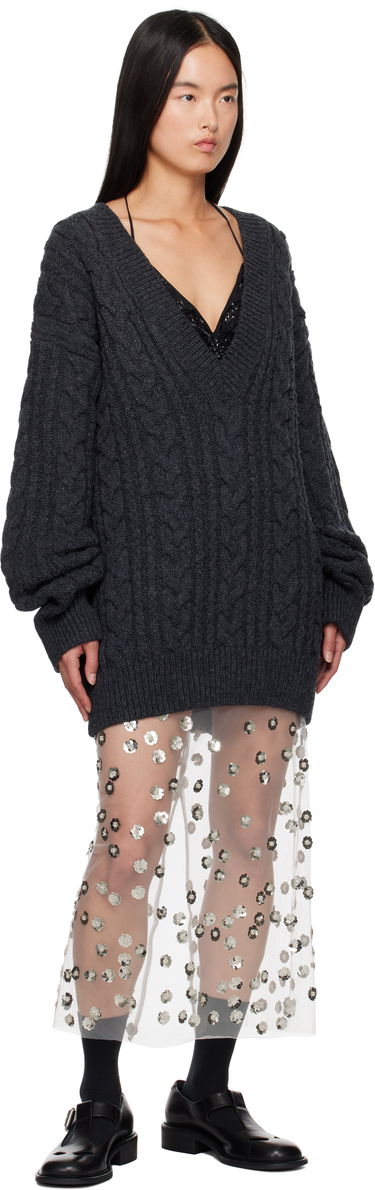Sveter Cecilie Bahnsen Alia V-Neck Knit Sweater Šedá | 3.24KNI51005 ALIA JUMPER, 3