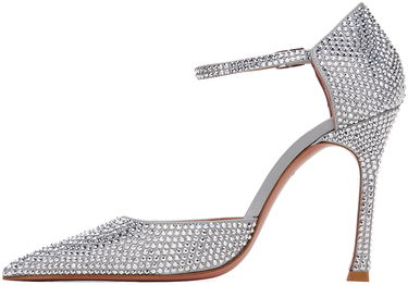 Tenisky a topánky Amina Muaddi Crystal Embellished Slingback Pumps Šedá | VITTORIA PUMP SR SATIN, 2