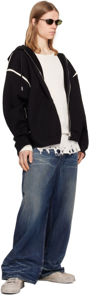 Mikina Mastermind WORLD Mastermind World Boxy Fit Cross Stitch Zip Hoodie Čierna | MW25S14-SW006-015, 3