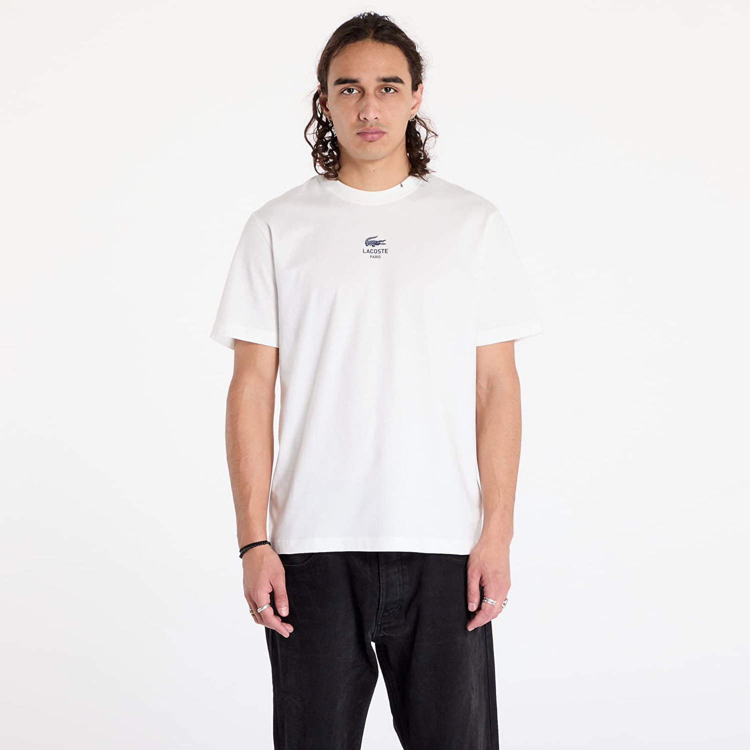 Tričko Lacoste T-shirt Signature Print Cotton T-shirt Flour M Biela | TH2739 70V, 0