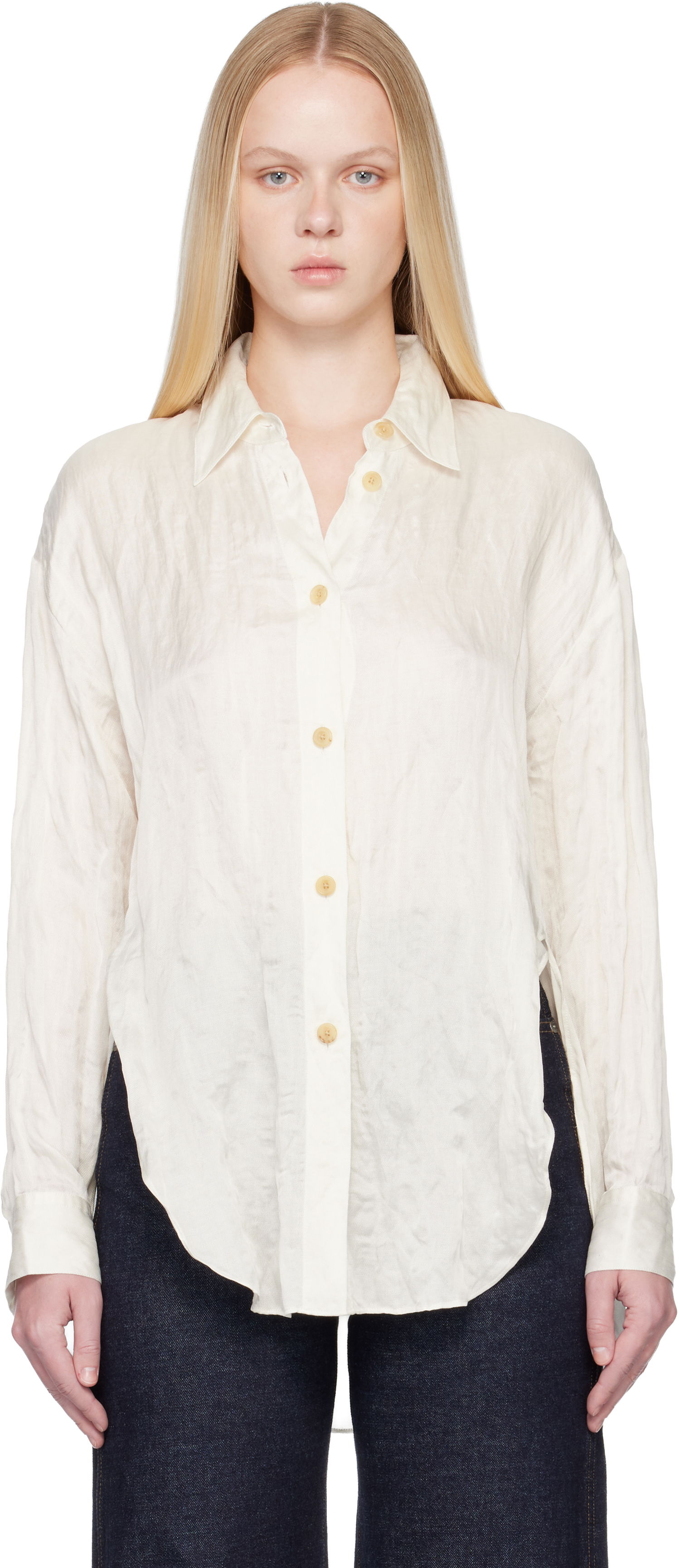 Košeľa Khaite Crinkled Goya Shirt Biela | 2430466, 0