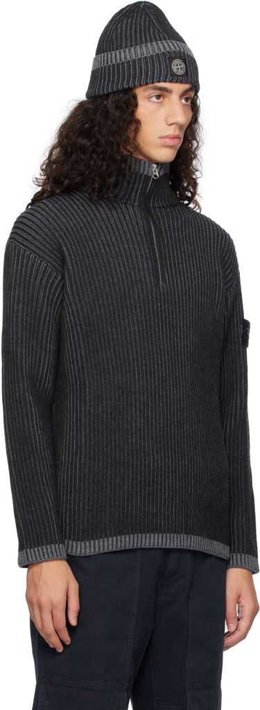Sveter Stone Island Stone Island Vanisé Full Rib RWS Wool Quarter-Zip Sweater Čierna | 8115516C1, 1