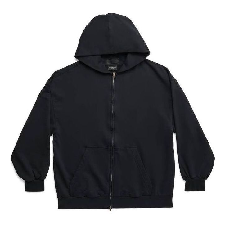 Mikina Balenciaga Zip-Up Hoodie Outside Loop Čierna | 744454TOVF51055, 0