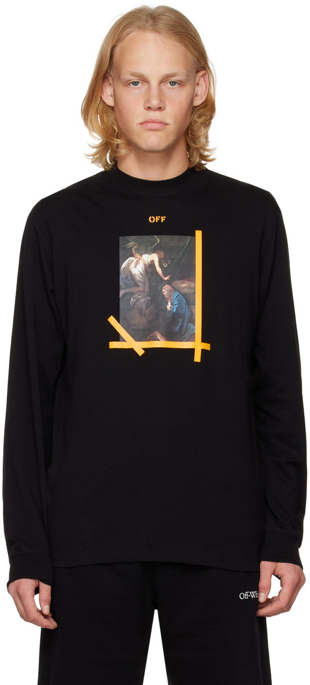 Tričko Off-White Black Printed Long Sleeve T-Shirt Čierna | OMAB064C99JER0121001