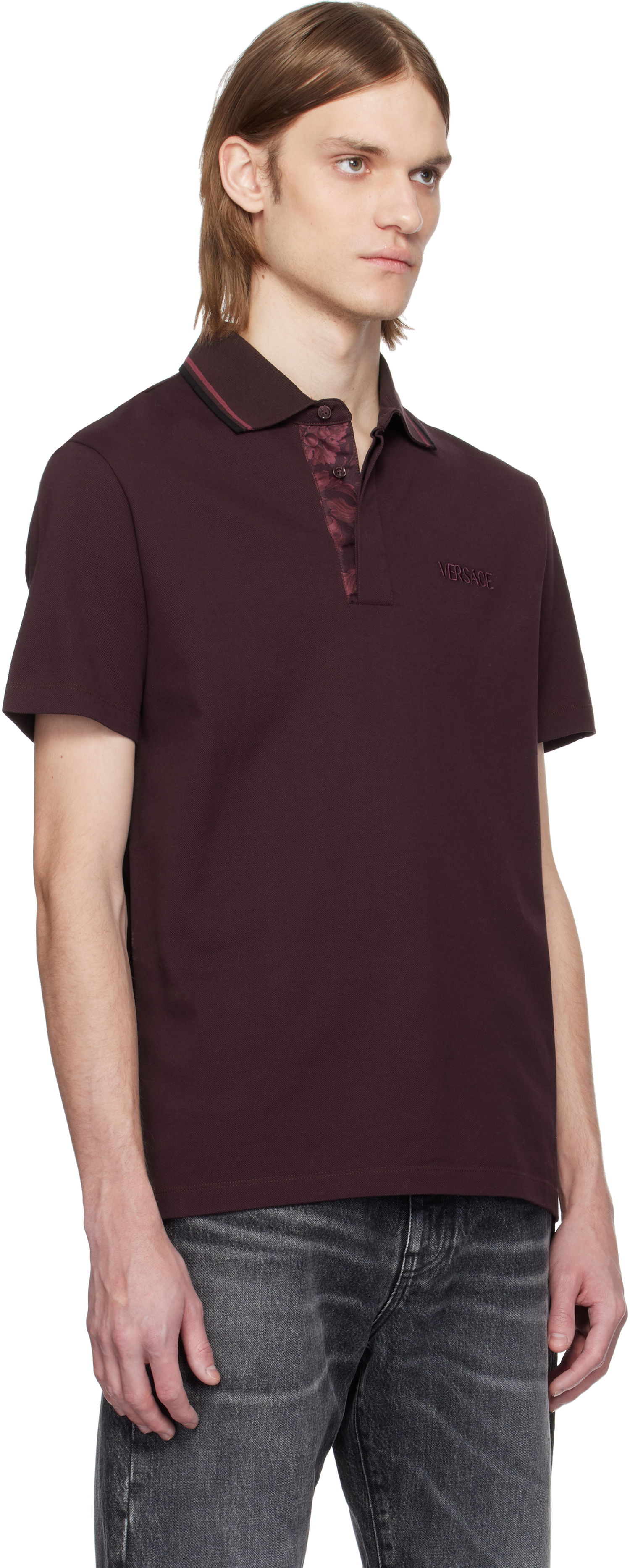 Polo tričko Versace Versace Piqué Polo Vínová | 1015808_1A11072, 1
