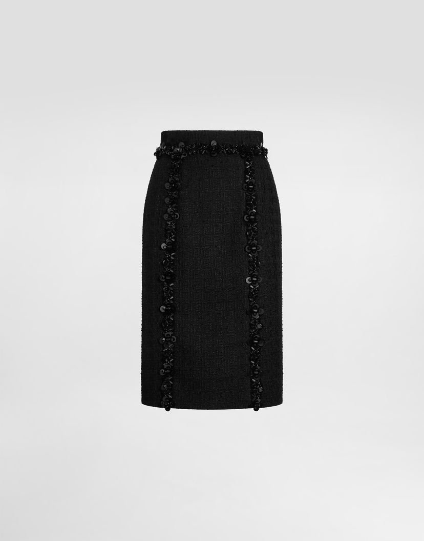 Sukňa Dolce & Gabbana Dolce & Gabbana Stretch Mat Sheath Skirt with Sequins Čierna | F4C7CZFUCDQN0000