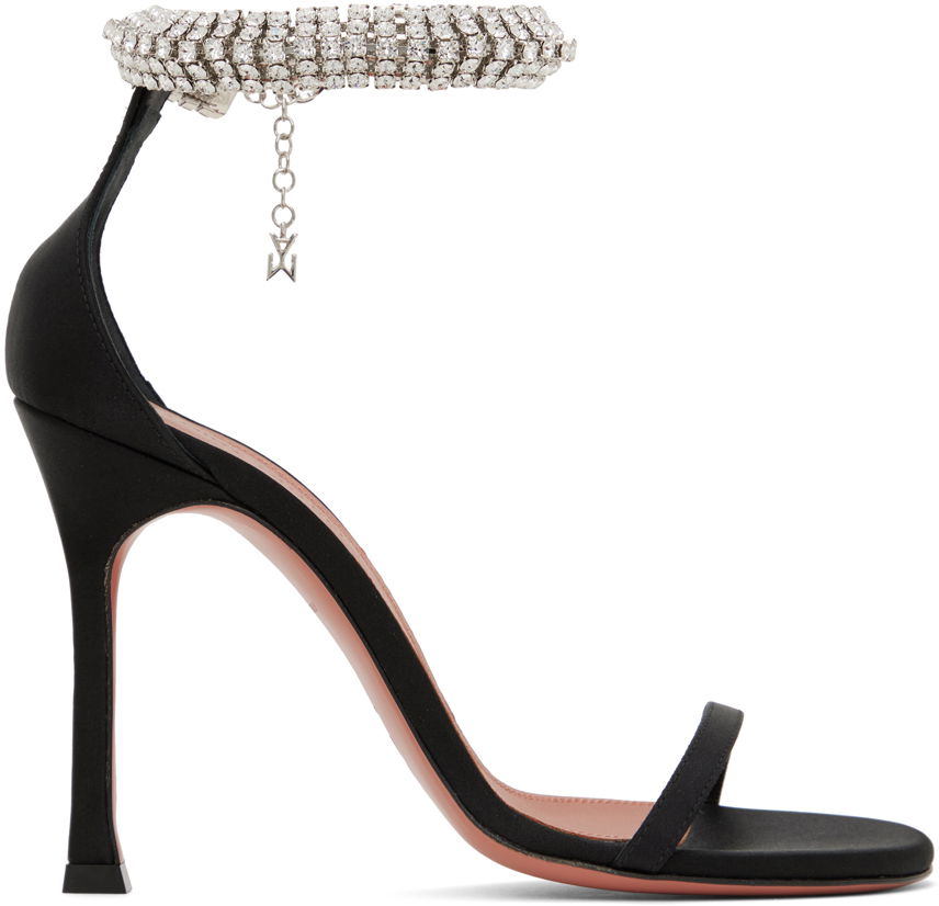 Amina Muaddi Iman Crystal-Embellished Satin Heeled Sandals