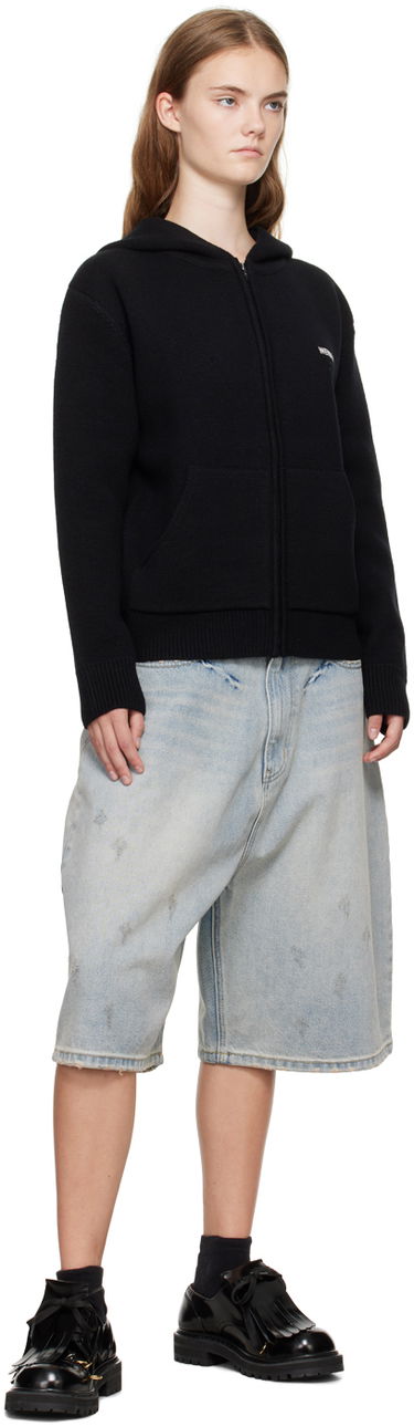 Mikina We11done We11done Embroidered-Logo Zip-Up Hoodie Čierna | WD-KJ2-24-605-W-BK, 3