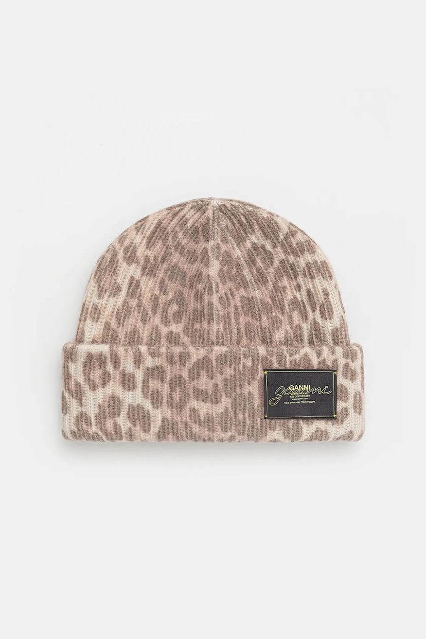 Kulicha GANNI Graphic Wool Mix Printed Leopard Beanie Rôznofarebný | A6658