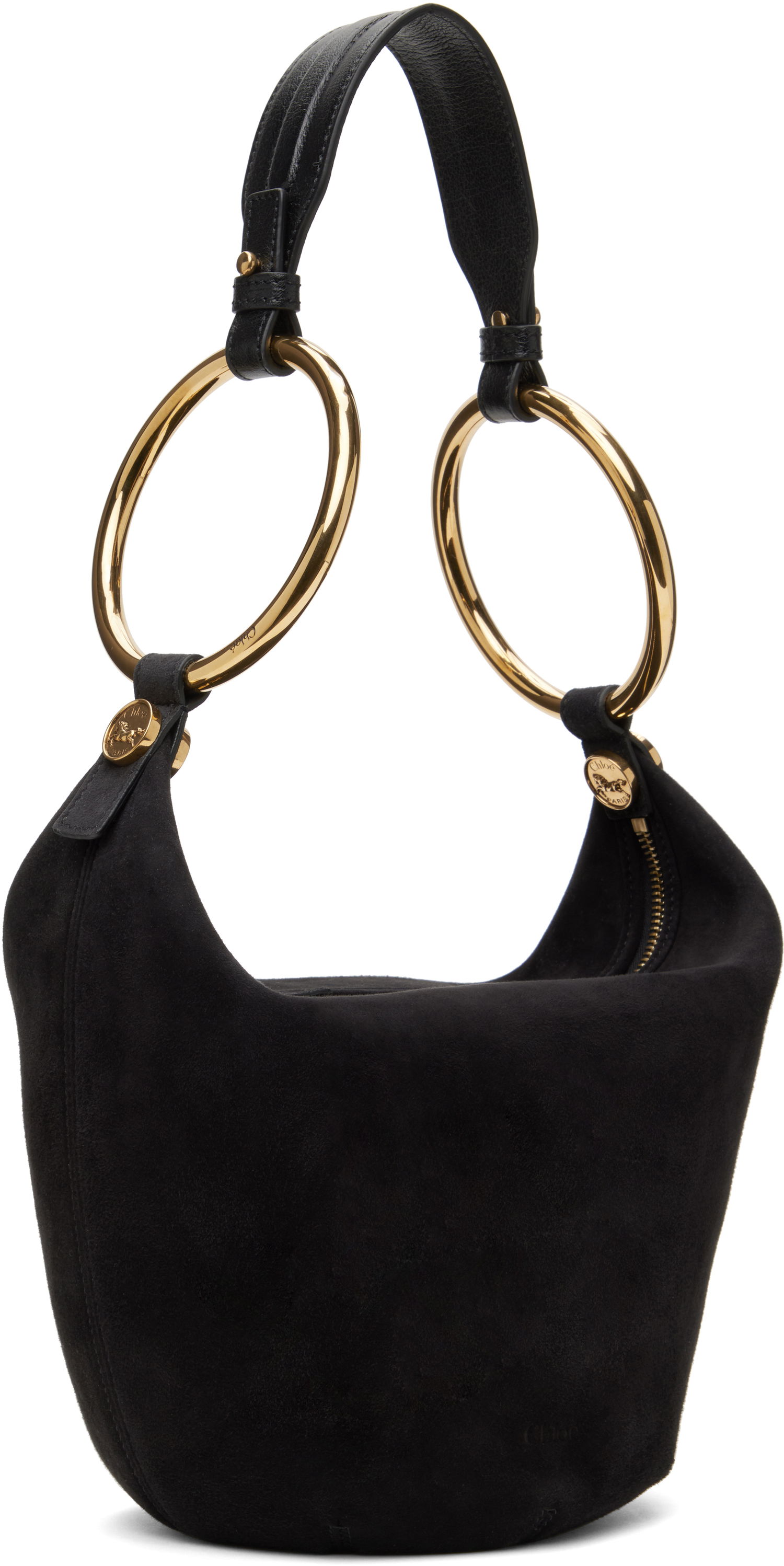Taška cez rameno CHLOÉ Chloé Small Bracelet Suede Shoulder Bag Čierna | CHC25SS618O84, 1