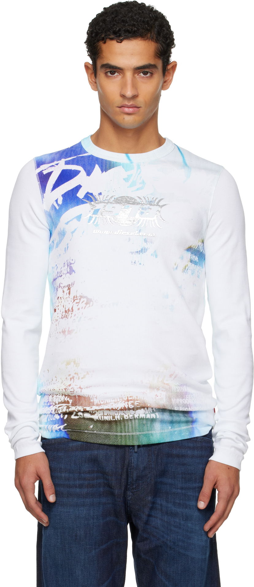 Tričko Diesel Long Sleeve Abstract Graphic T-shirt Rôznofarebný | A19435-0JEAI-141A