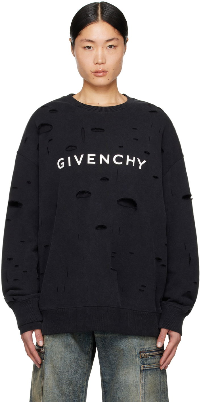 Mikina Givenchy Cutout Sweatshirt Čierna | BMJ0JF3Y9W011