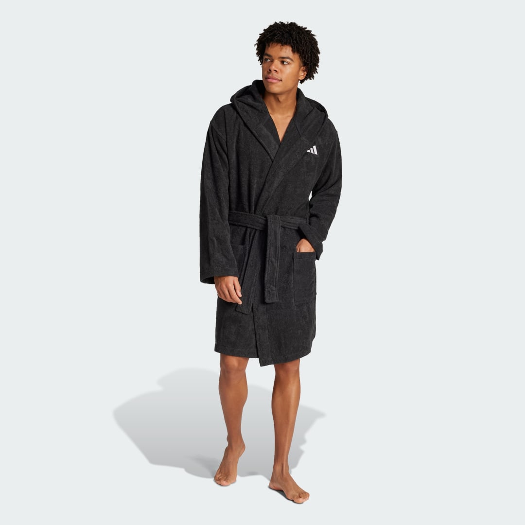 Pyžamo adidas Performance Cotton Hooded Bathrobe Čierna | JH3399, 0