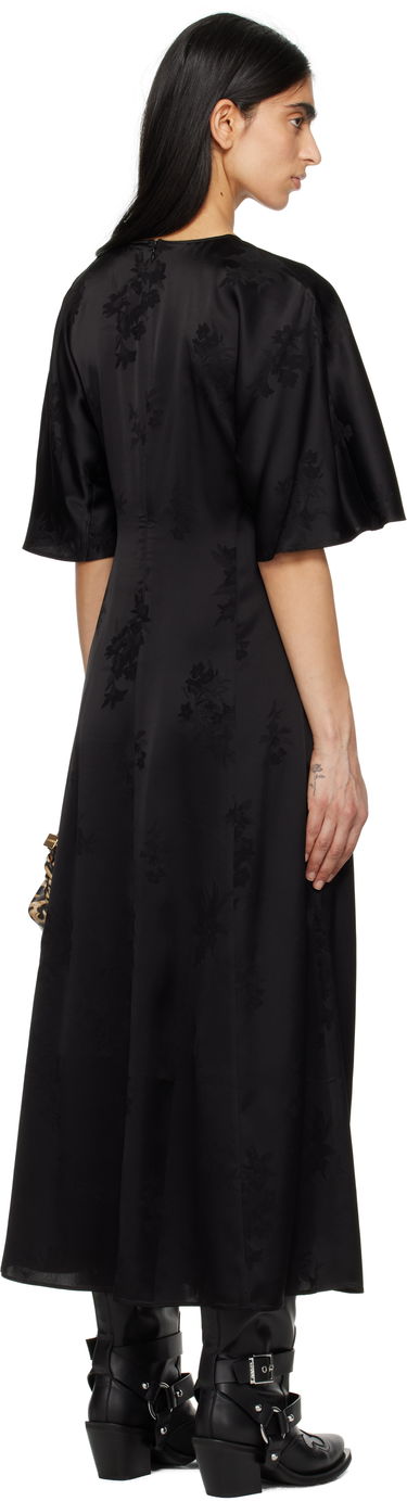 Šaty GANNI GANNI Fluid Satin Jacquard Slit Maxi Dress Čierna | W0255, 2