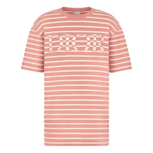 Tričko Dior Dior SS21 Striped Knit T-Shirt Ružová | 183M647AT234-C480
