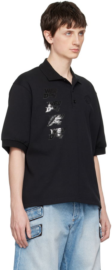 Polo tričko We11done Logo-Appliquéd Cotton-Jersey Polo Čierna | WD-TT1-22-537-U-BK, 1