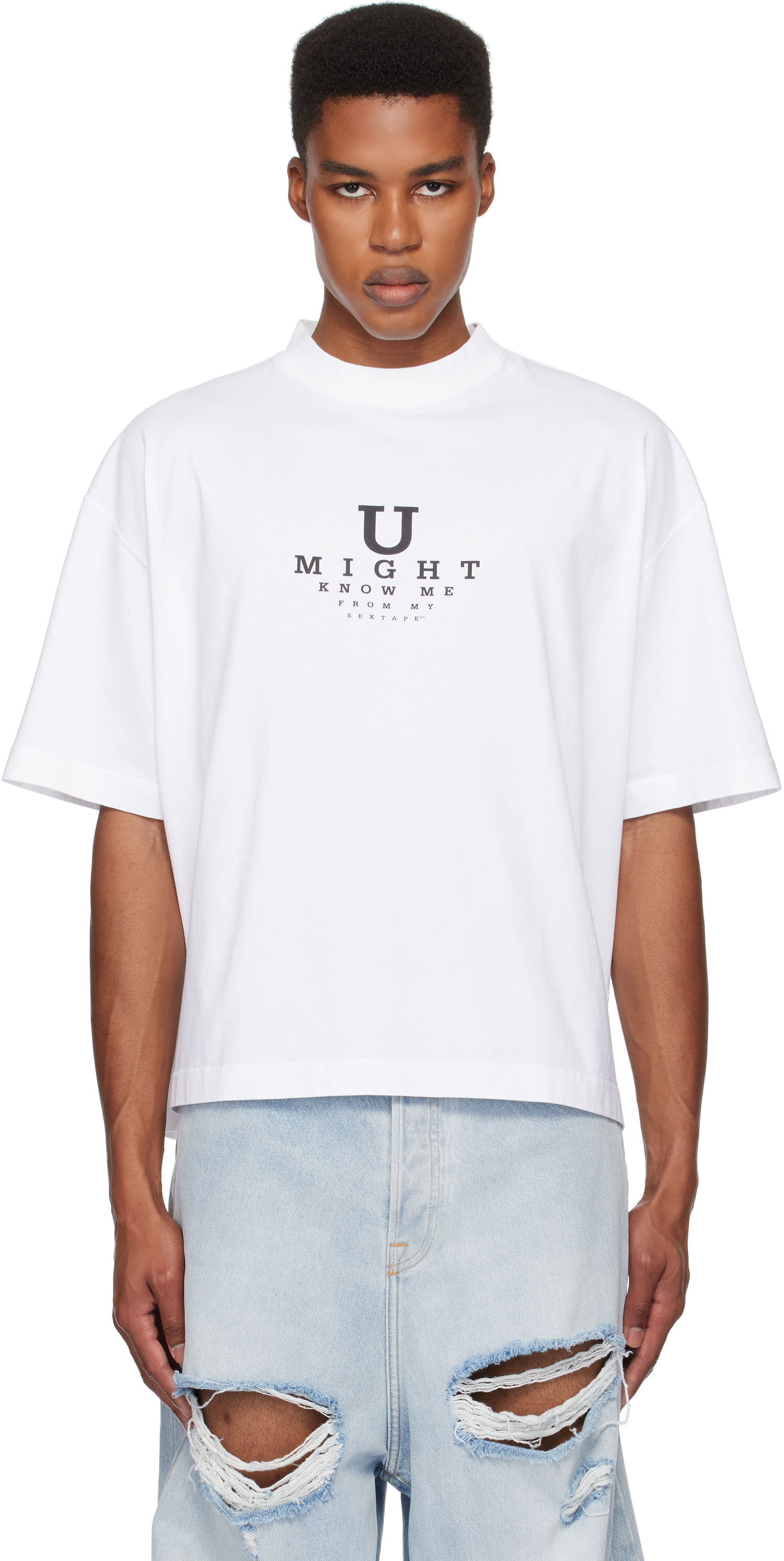 Tričko VETEMENTS 'U Might Know Me' Cropped Boxy T-Shirt Biela | UA66TR760W, 0