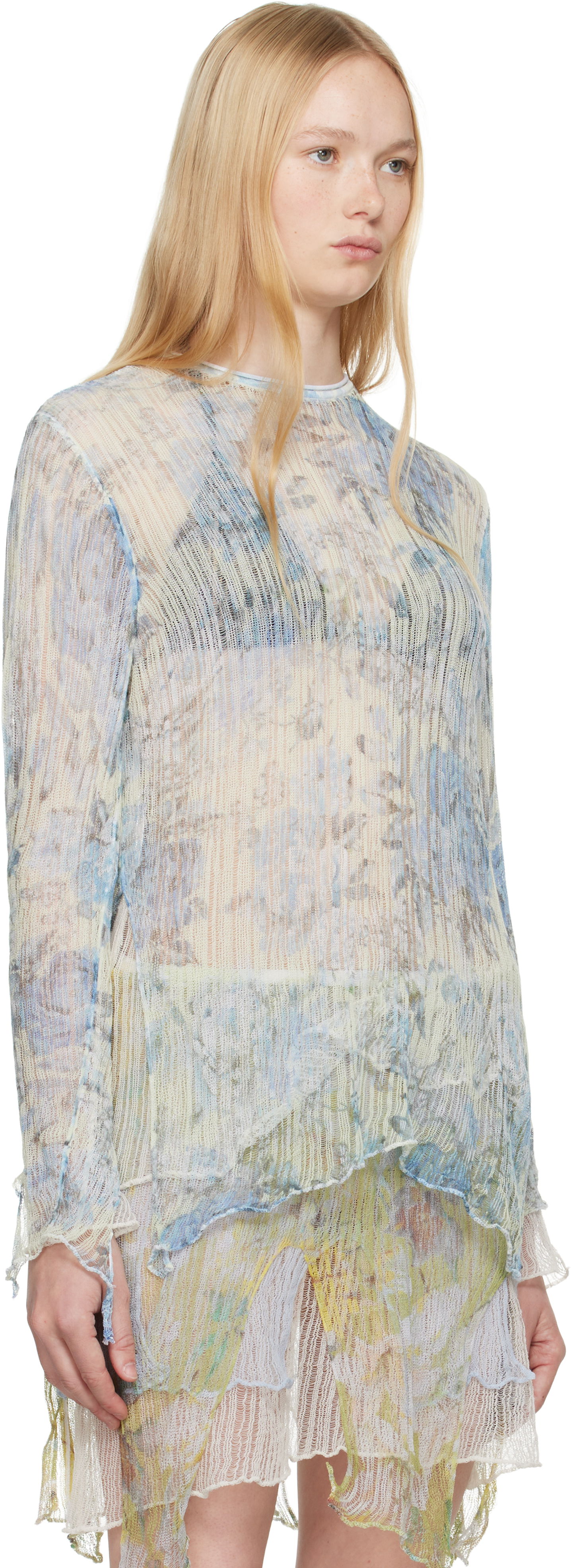 Šaty Diesel Diesel K-Aasmos-A Sheer Layered Long Sleeve Top Modrá | A18017 0AFBT, 1