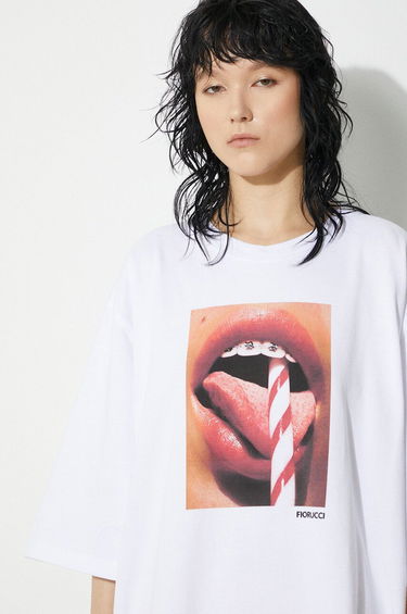 Tričko Fiorucci Fiorucci Mouth Print Boxy T-Shirt Biela | W01FPTSH102CJ01WH04, 4
