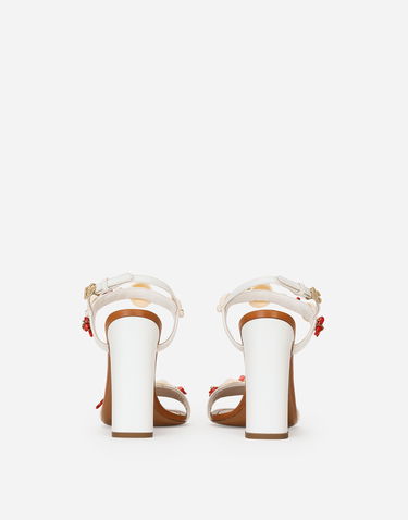 Tenisky a topánky Dolce & Gabbana Nappa Leather Sandals With Coral Embroidery Biela | CR1747AW1168V135, 2