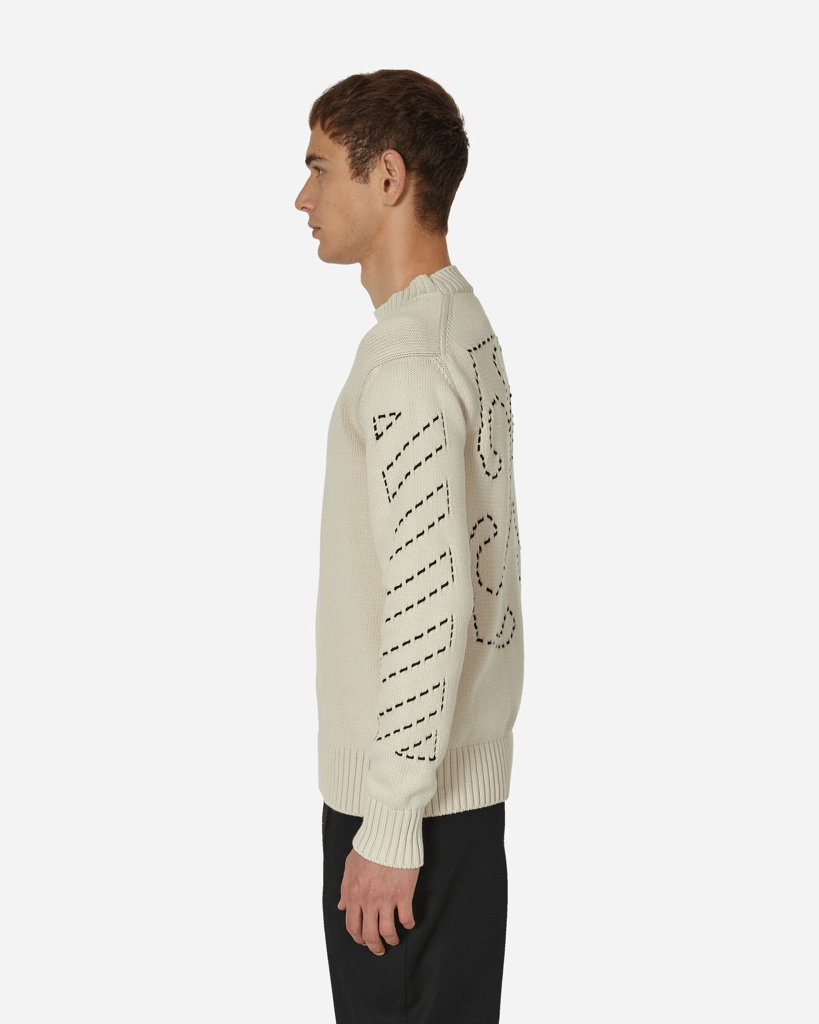 Stitch Arrows Diags Knit Sweater Beige