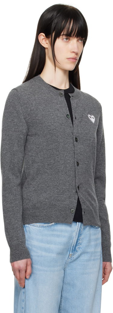 Sveter Comme des Garçons Black Cardigan With White Heart Čierna | AX-N061-051, 4
