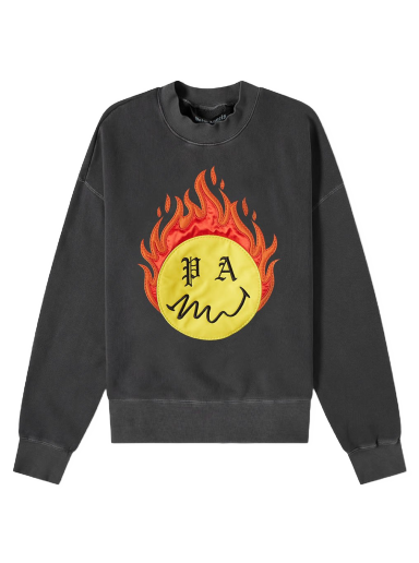 Mikina Palm Angels Burning Head Crew Sweatshirt Čierna | PMBA026R21FLE0051018