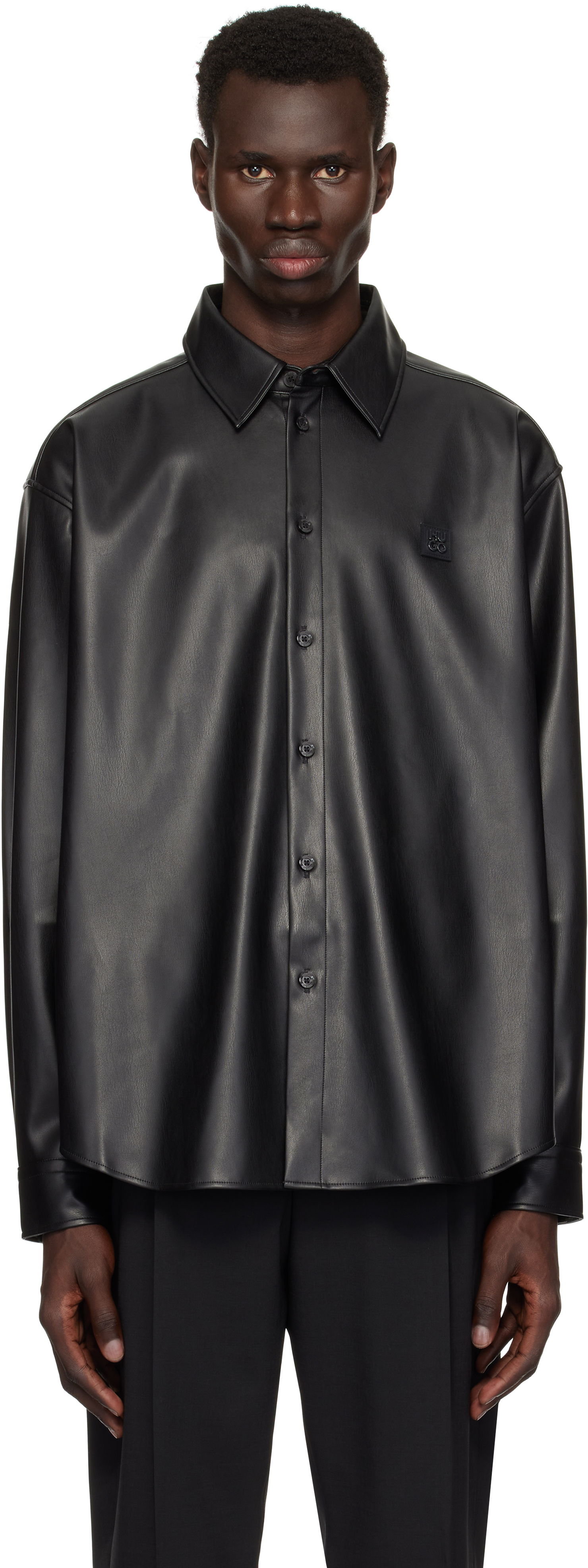 Košeľa BOSS Hugo Oversized-Fit Stacked Logo Shirt Čierna | 50534270, 0