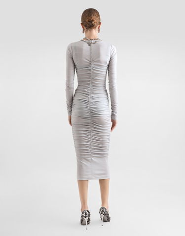Šaty Dolce & Gabbana Draped Wool Jersey Dress Šedá | F6Z2UTHU7RCN5618, 2