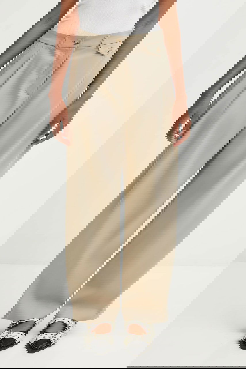 Nohavice MAISON KITSUNÉ Double Pleated Wide High Waist Pants Béžová | PW01106WT3019, 0