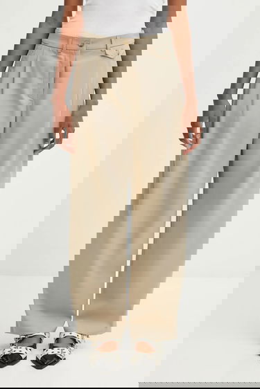 Nohavice MAISON KITSUNÉ Double Pleated Wide High Waist Pants Béžová | PW01106WT3019, 0