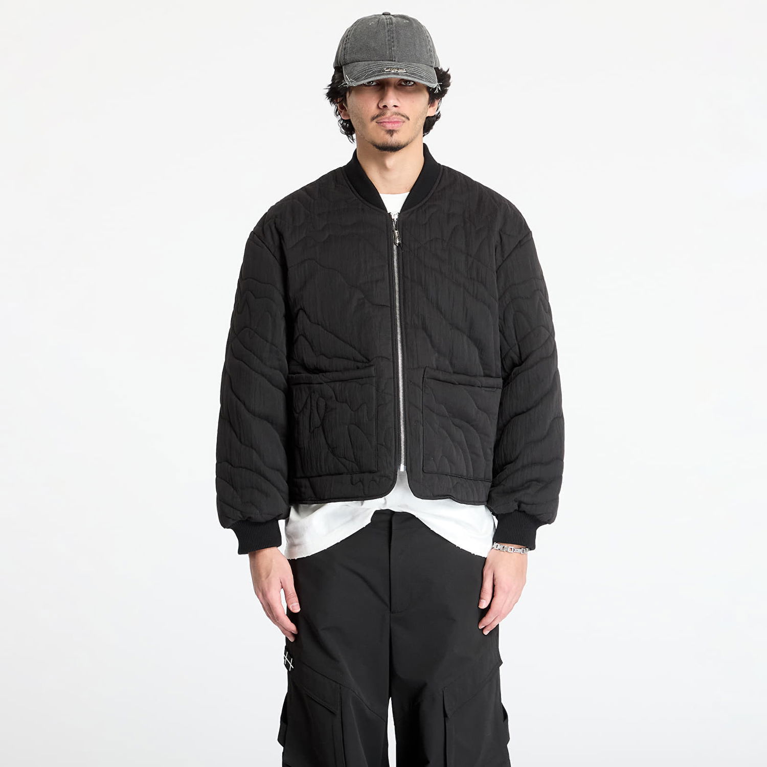 Bomber bunda Footshop Silver Lining Quilted Jacket Čierna | FTSHP_465, 0