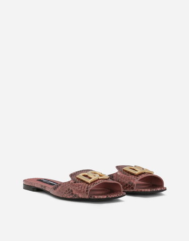 Doplnky Dolce & Gabbana Dolce & Gabbana Python Skin Slides with DG Buckle Ružová | CQ0593A2Y688H415, 1