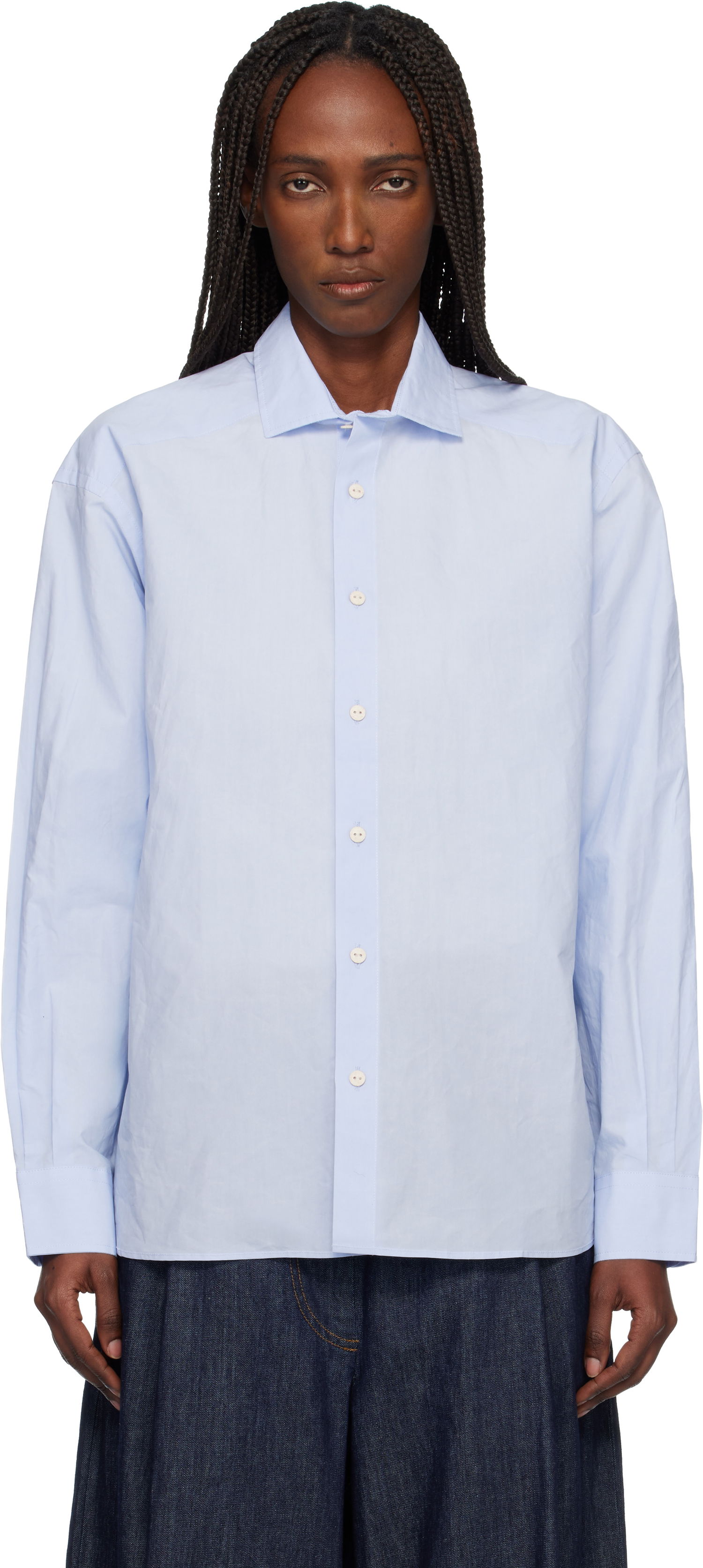 Košeľa Baserange Claude Long Sleeve Button-Up Shirt Modrá | TSCL-OCP-AU25, 0