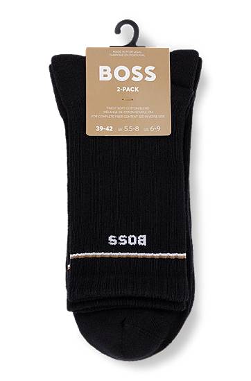 Ponožky BOSS Two-Pack of Quarter-Length Socks with Logo Details Čierna | 50502113, 1