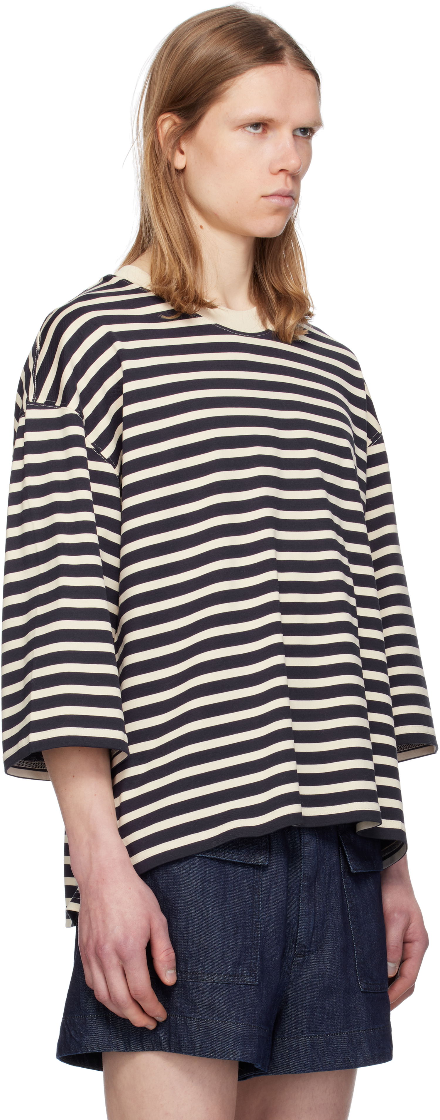 Tričko AMI AMI Paris Loose Fit Striped T-Shirt Čierna | UTS056.JE0121, 1