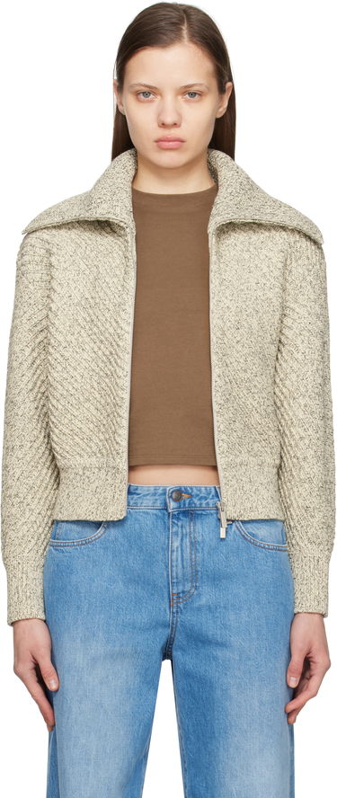 Sveter FERRAGAMO Ferragamo Cotton Diagonal Rib Knit Sweater Béžová | 780976, 0