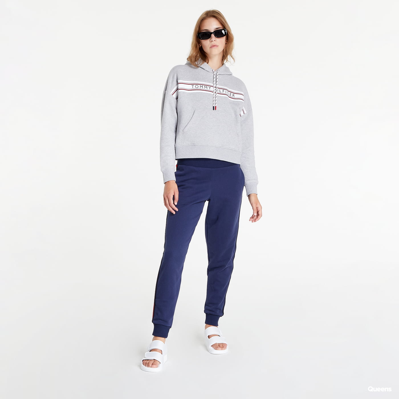Mikina Tommy Hilfiger Signature Tape Drawstring Hoodie Šedá | UW0UW03582 P61, 1