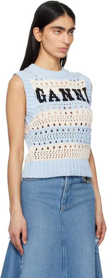 Sveter GANNI GANNI Striped Knit Vest Modrá | K2486, 1