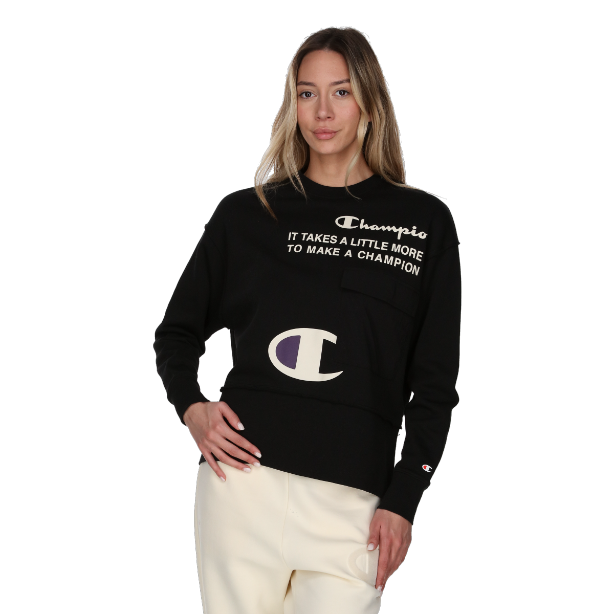 Mikina Champion Long Sleeve Crewneck Sweatshirt with Graphic Print Čierna | 117328-KK001, 0