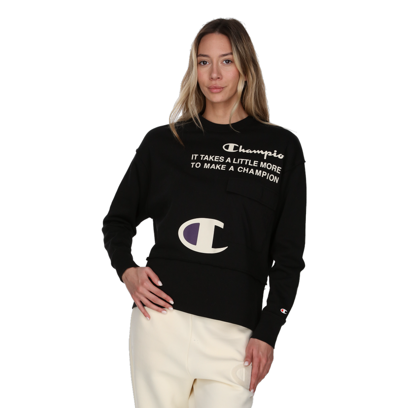 Mikina Champion Long Sleeve Crewneck Sweatshirt with Graphic Print Čierna | 117328-KK001