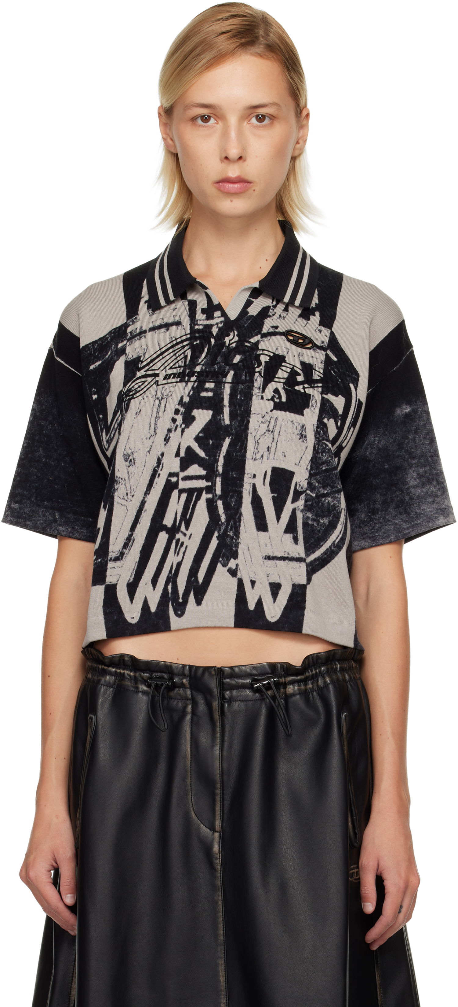 Polo tričko Diesel M-Oliba Cropped Short Sleeve Graphic Knit Polo Rôznofarebný | A19666 0NKCJ, 0