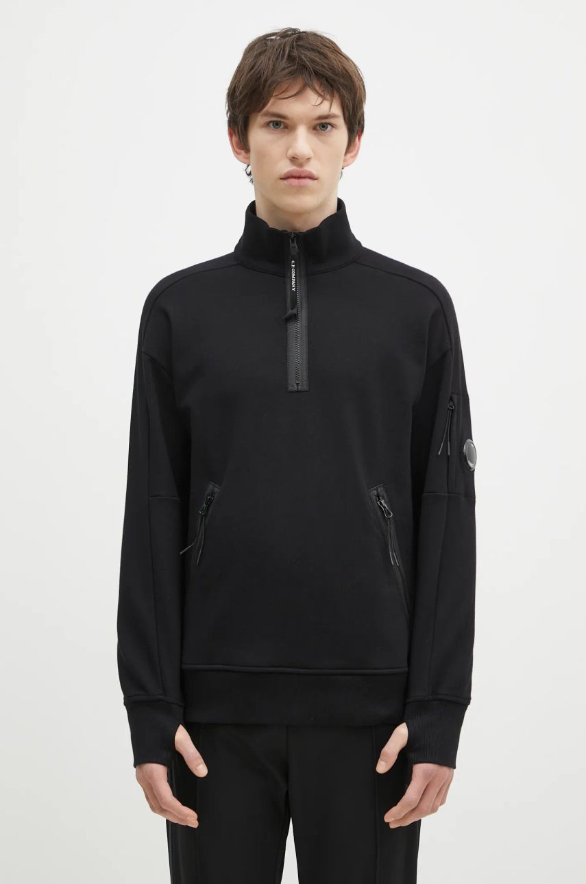 Diagonal Raised Fleece Half-Zipped Sweatshirt