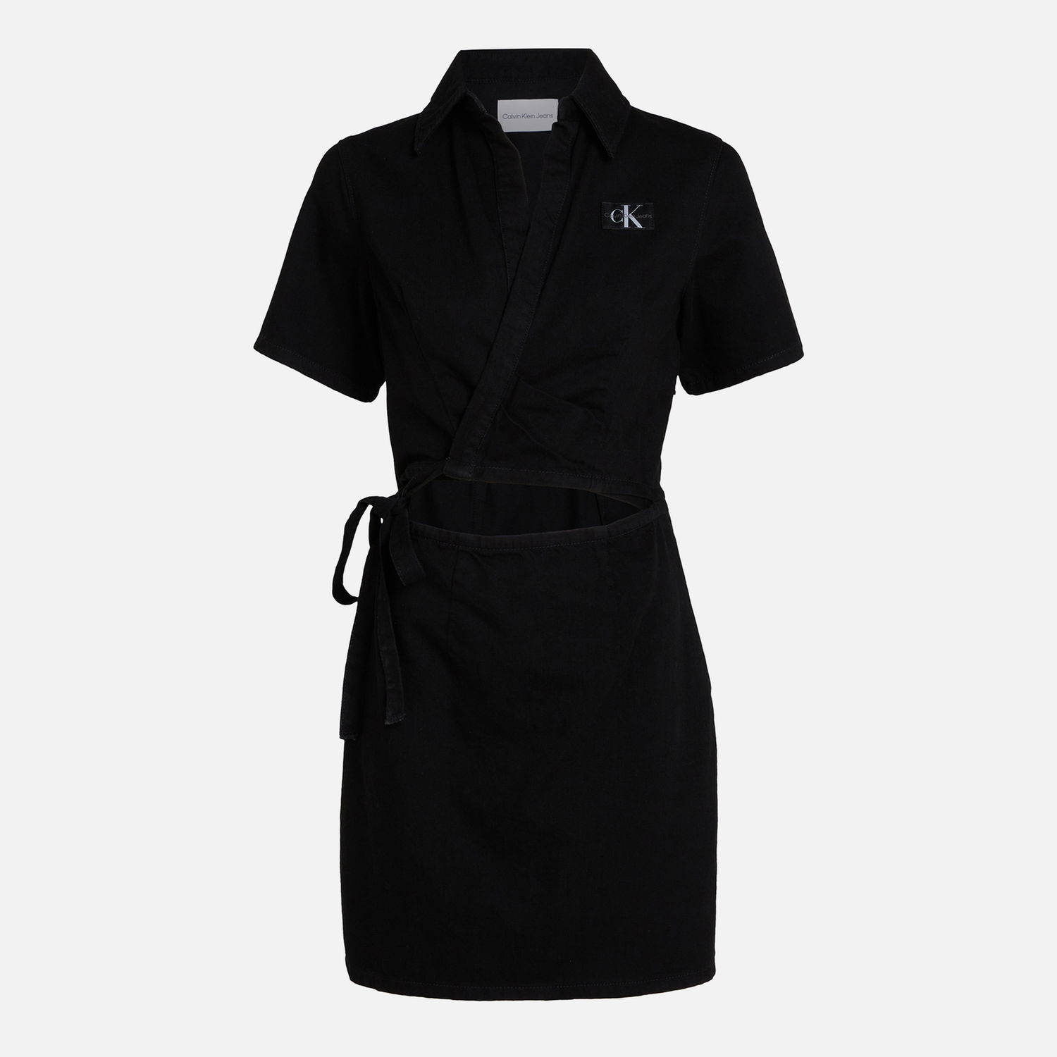 Džínsy CALVIN KLEIN Jeans Short Sleeve Cotton-Blend Wrap Dress - S Čierna | J20J2236661BY, 1