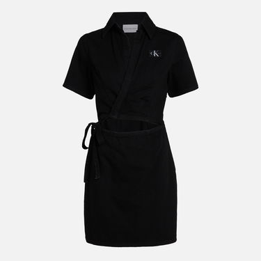 Džínsy CALVIN KLEIN Jeans Short Sleeve Cotton-Blend Wrap Dress - S Čierna | J20J2236661BY, 1