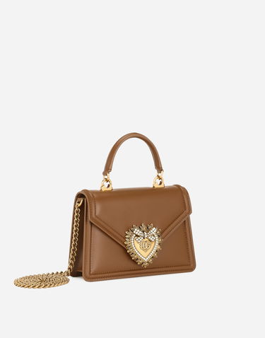 Taška cez rameno Dolce & Gabbana Small Devotion Top-handle Shoulder Crossbody Leather Bag Hnedá | BB6711AV89387679, 1