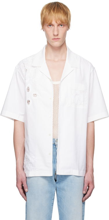 Košeľa Marine Serre Marine Serre Regenerated Linen Bowling Shirt Biela | USI016A UWOV0007, 0