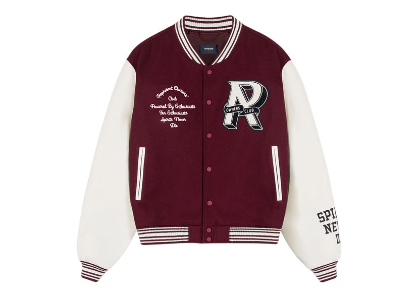 Bunda Represent Clo Represent Owners Club Varsity Jacket Maroon/White Vínová | M01204-241